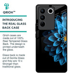 Half Blue Flower Glass Case for Vivo V27 Pro 5G