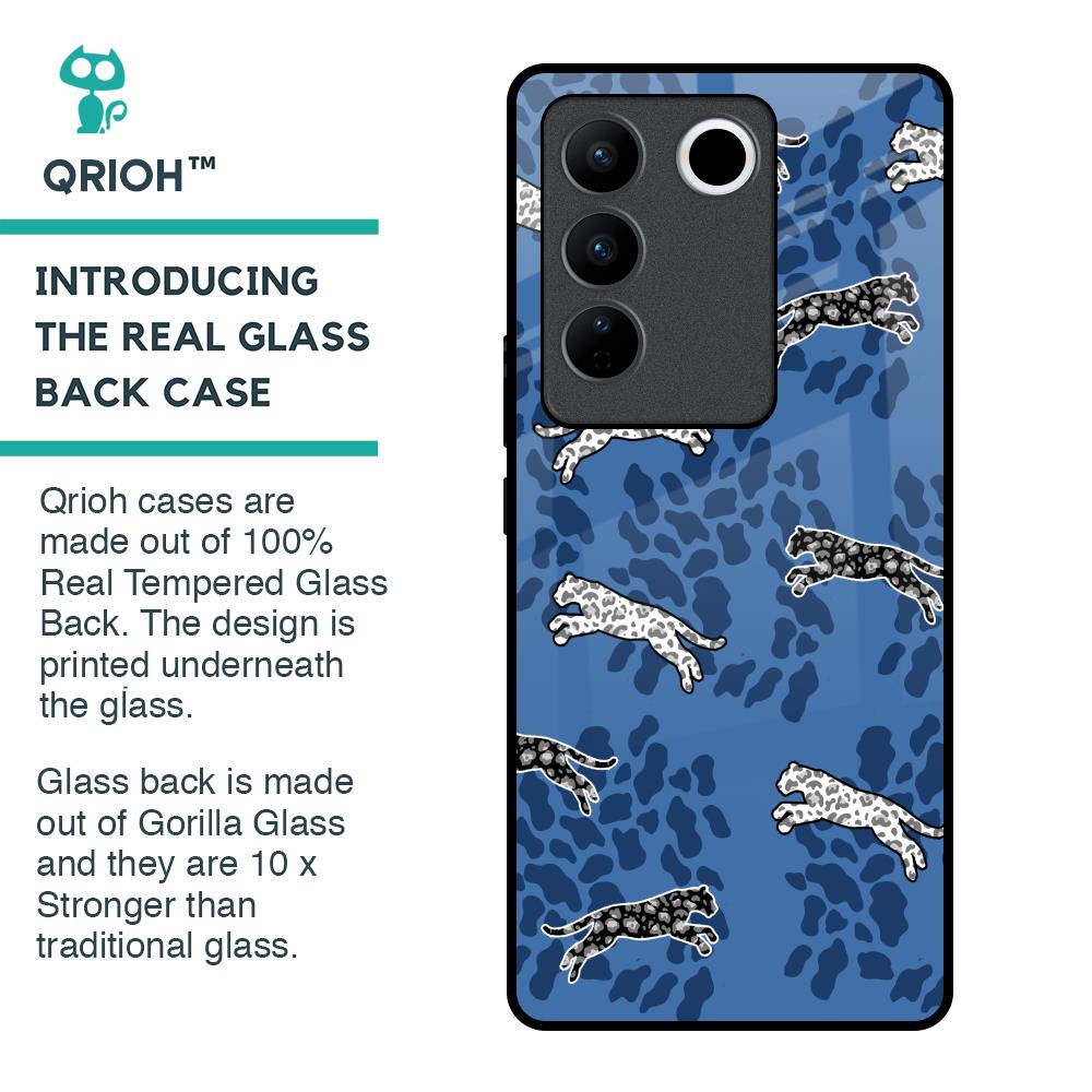 Blue Cheetah Glass Case for Vivo V27 Pro 5G