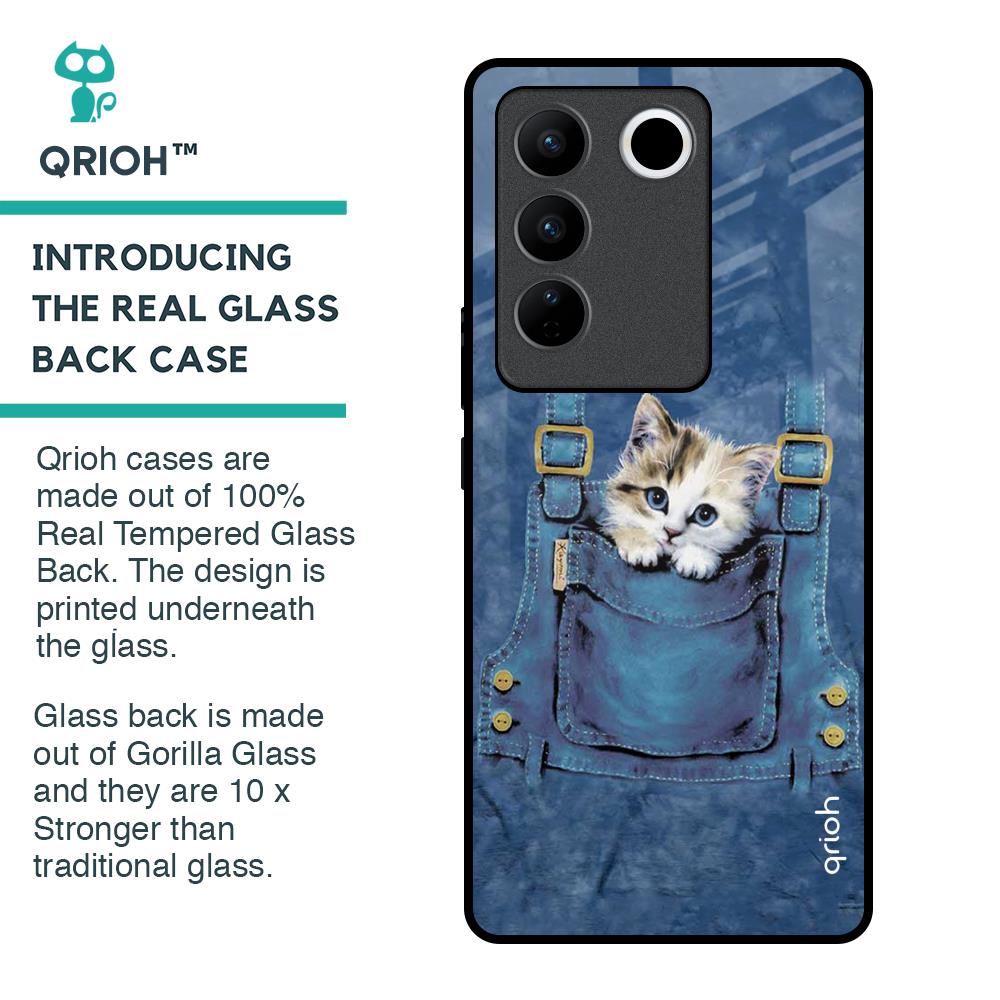 Kitty In Pocket Glass Case For Vivo V27 Pro 5G
