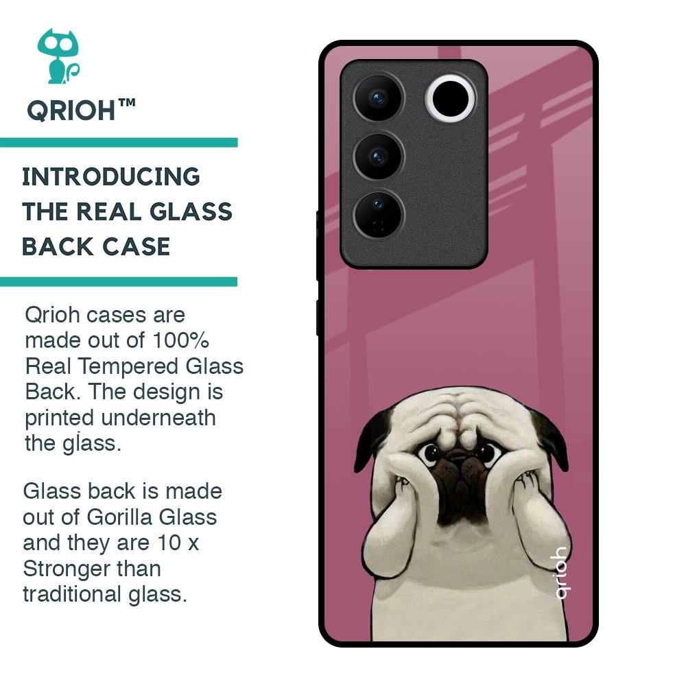 Funny Pug Face Glass Case For Vivo V27 Pro 5G