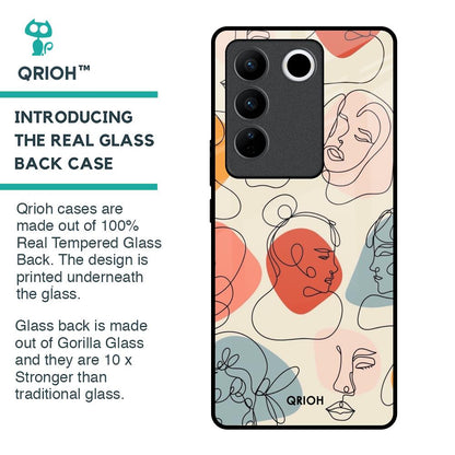 Abstract Faces Glass Case for Vivo V27 Pro 5G