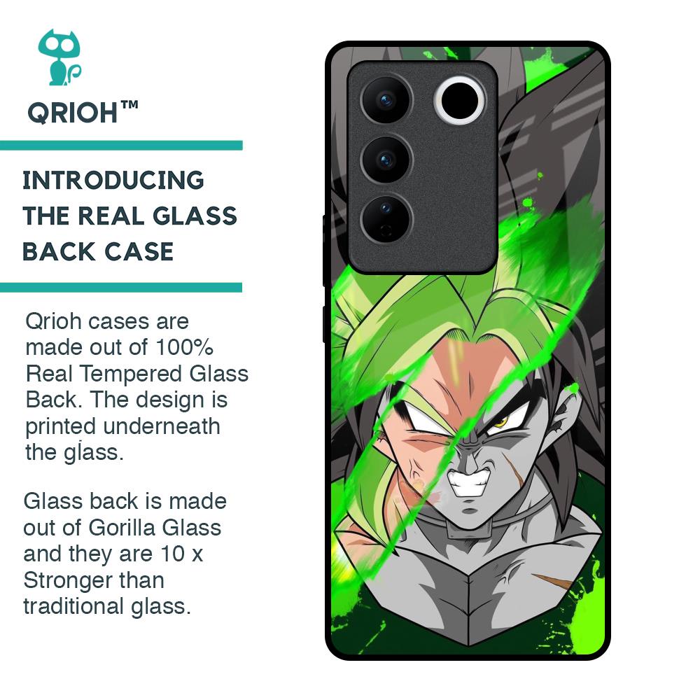 Anime Green Splash Glass Case for Vivo V27 Pro 5G