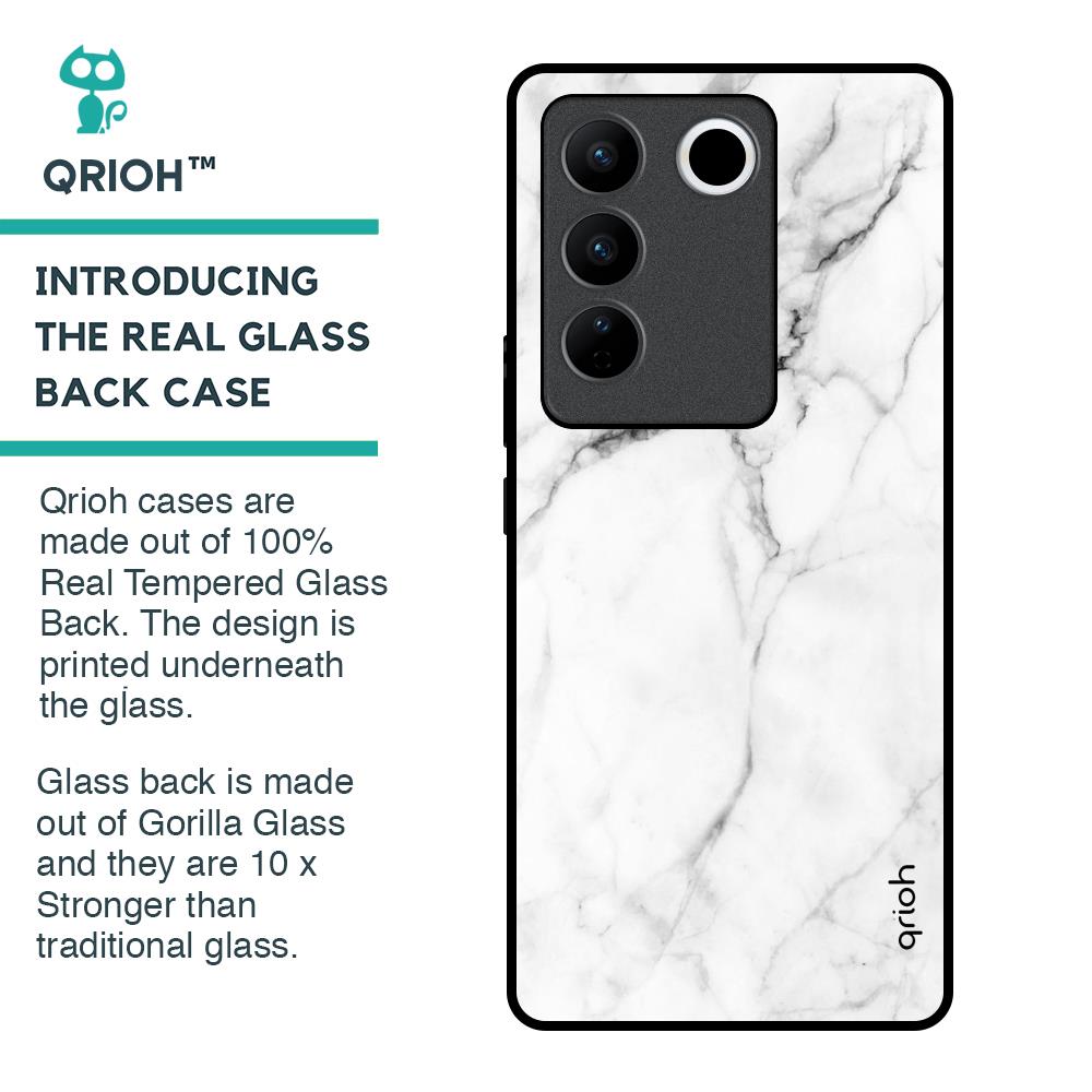 Modern White Marble Glass Case for Vivo V27 Pro 5G