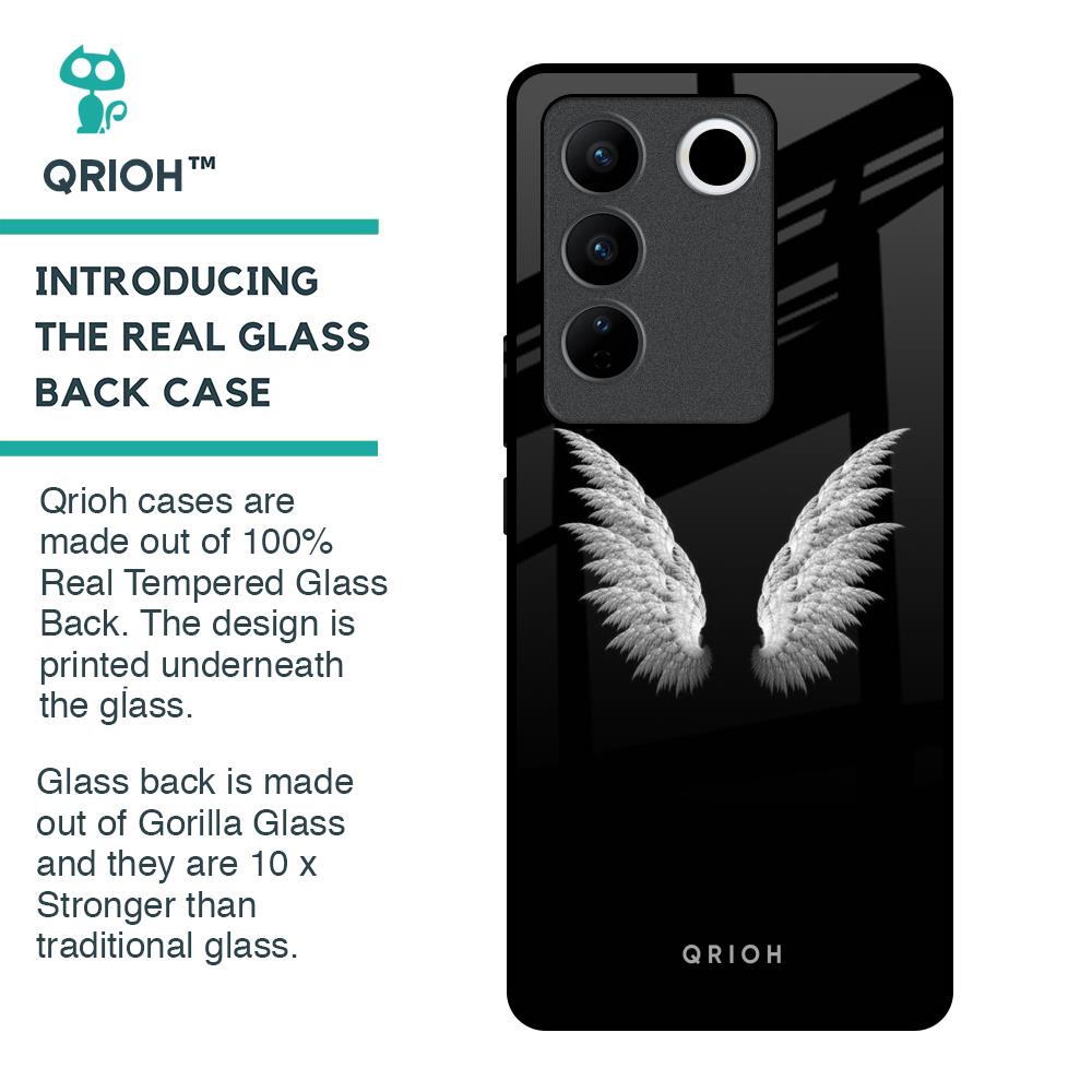 White Angel Wings Glass Case for Vivo V27 Pro 5G