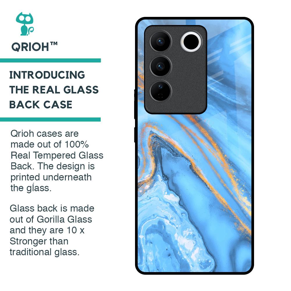 Vibrant Blue Marble Glass Case for Vivo V27 Pro 5G