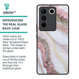 Pink & Gold Gllitter Marble Glass Case for Vivo V27 Pro 5G