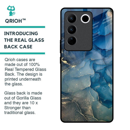 Blue Cool Marble Glass Case for Vivo V27 Pro 5G
