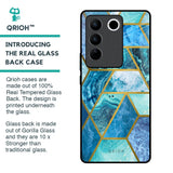 Turquoise Geometrical Marble Glass Case for Vivo V27 Pro 5G