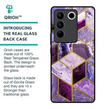Purple Rhombus Marble Glass Case for Vivo V27 Pro 5G