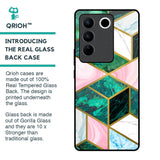 Seamless Green Marble Glass Case for Vivo V27 Pro 5G
