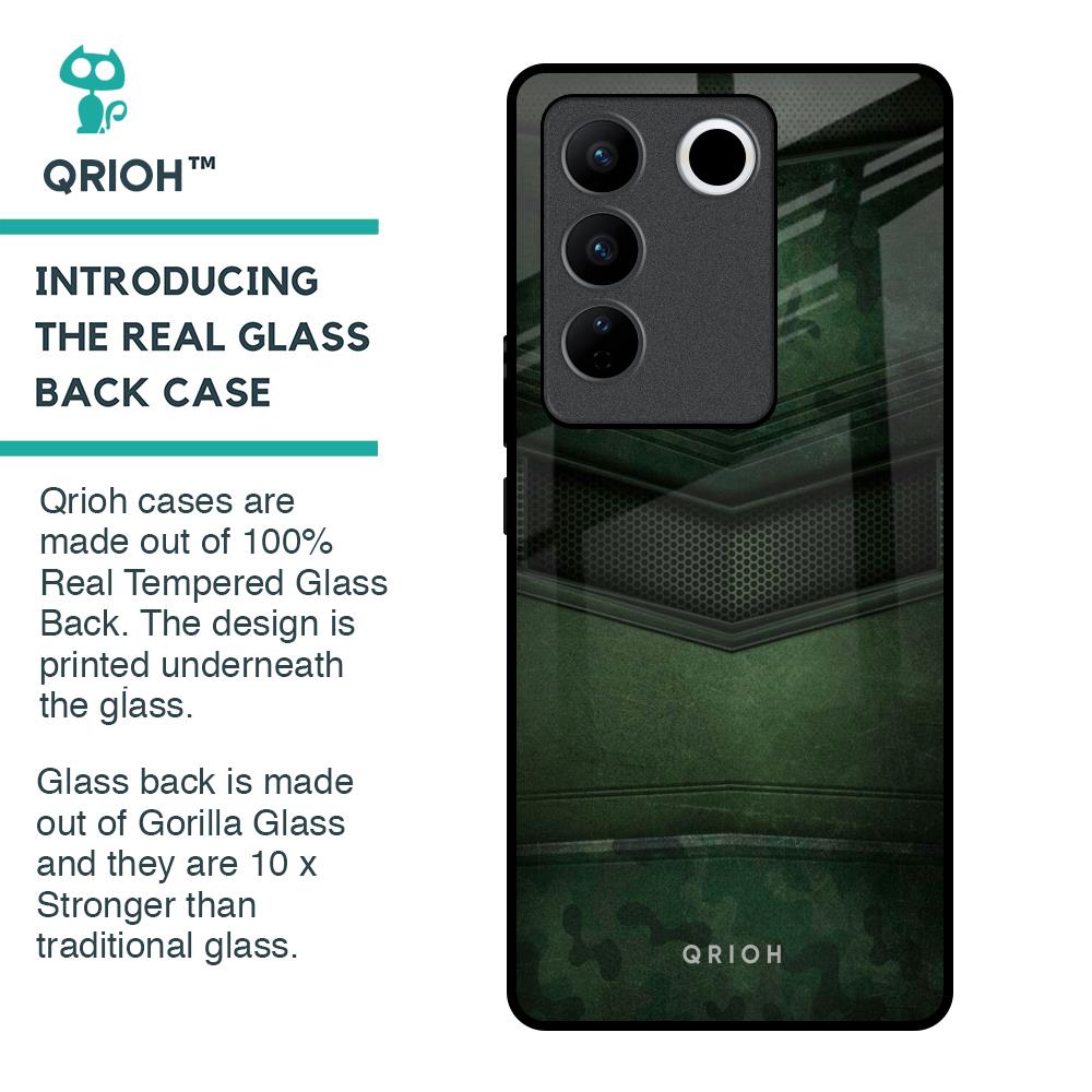 Green Leather Glass Case for Vivo V27 Pro 5G