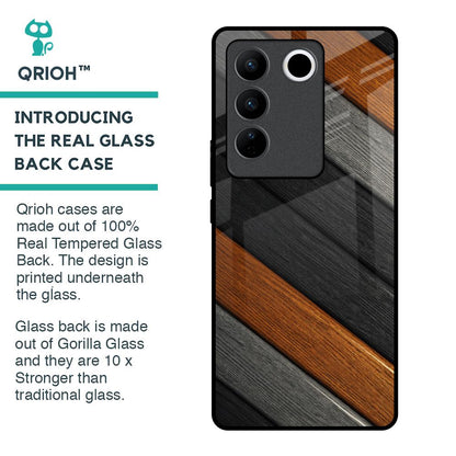 Tri Color Wood Glass Case for Vivo V27 Pro 5G