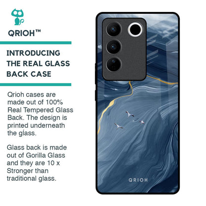 Deep Ocean Marble Glass Case for Vivo V27 Pro 5G