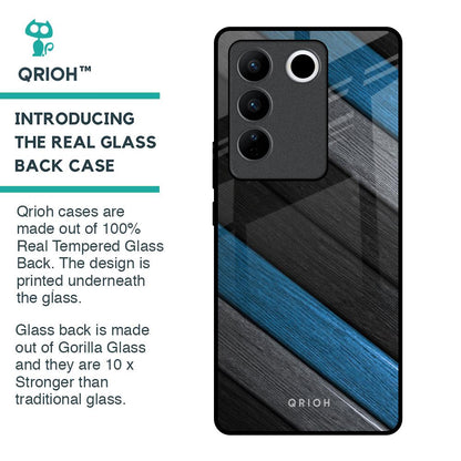 Multicolor Wooden Effect Glass Case for Vivo V27 Pro 5G