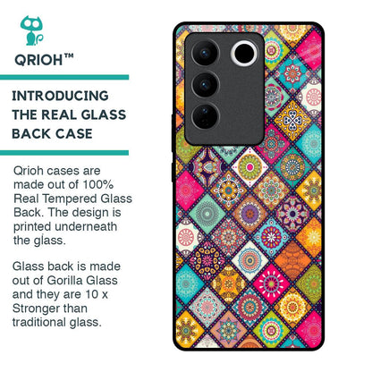 Multicolor Mandala Glass Case for Vivo V27 Pro 5G