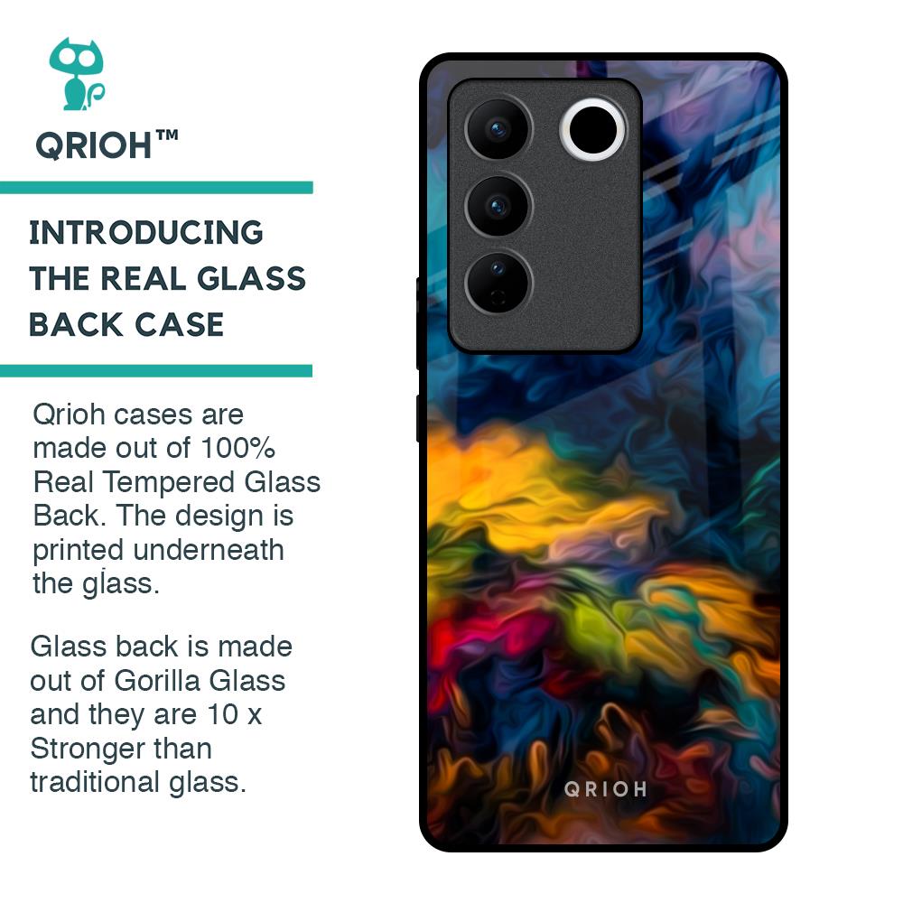 Multicolor Oil Painting Glass Case for Vivo V27 Pro 5G