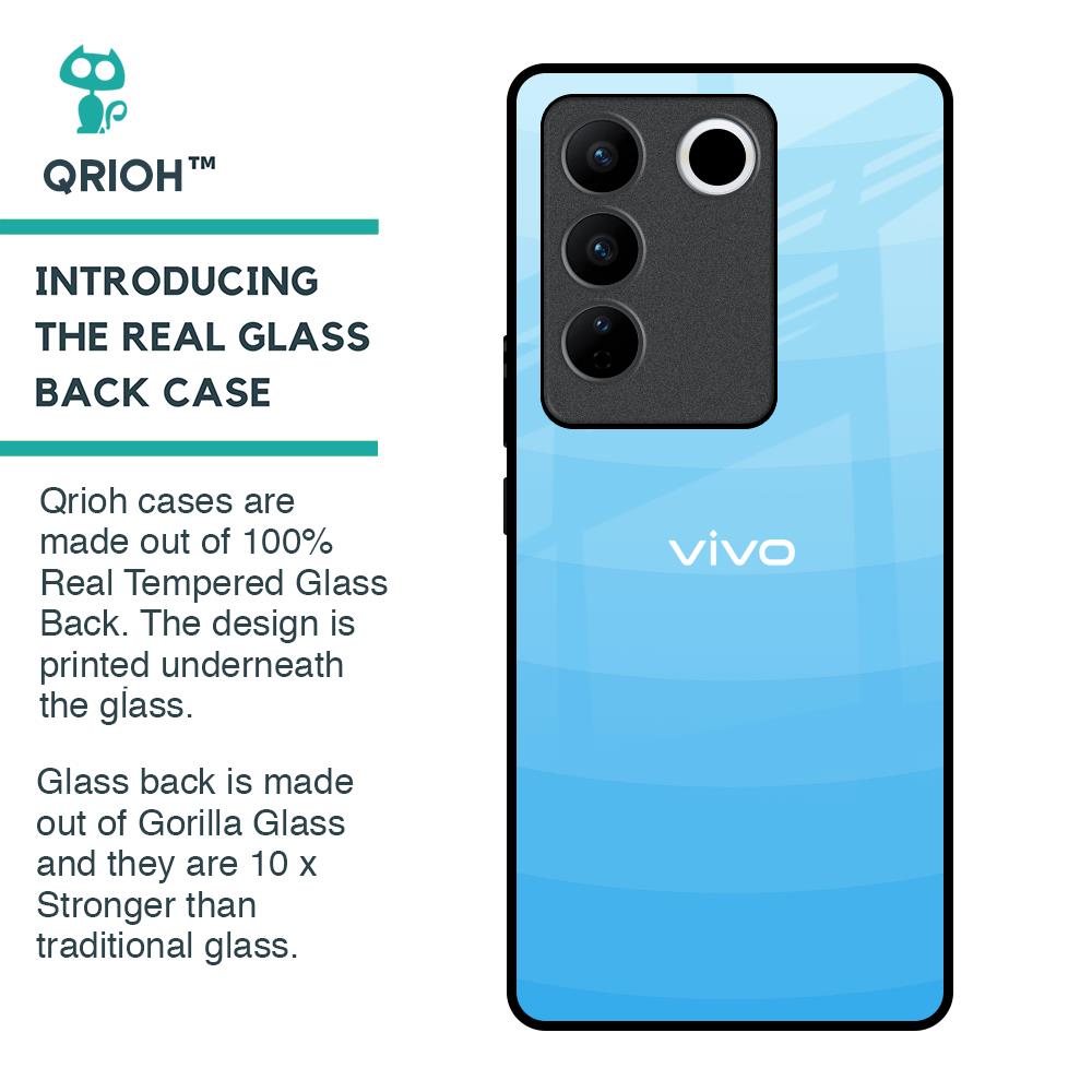 Wavy Blue Pattern Glass Case for Vivo V27 Pro 5G