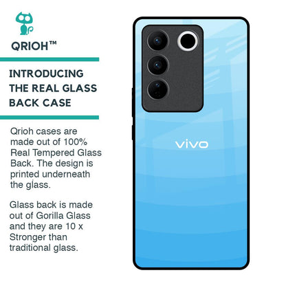Wavy Blue Pattern Glass Case for Vivo V27 Pro 5G