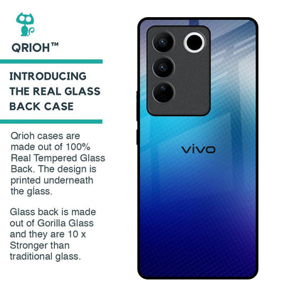 Blue Rhombus Pattern Glass Case for Vivo V27 Pro 5G