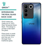 Blue Rhombus Pattern Glass Case for Vivo V27 Pro 5G