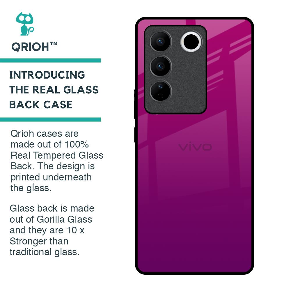 Magenta Gradient Glass Case For Vivo V27 Pro 5G