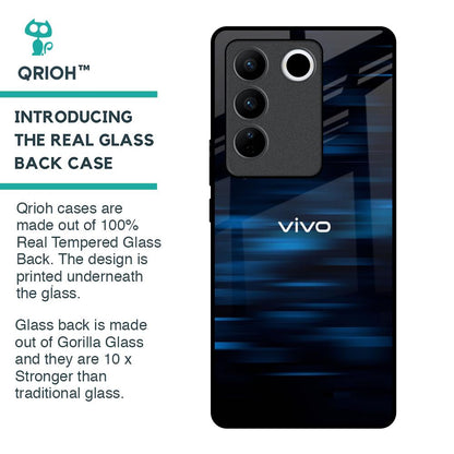 Blue Rough Abstract Glass Case for Vivo V27 Pro 5G