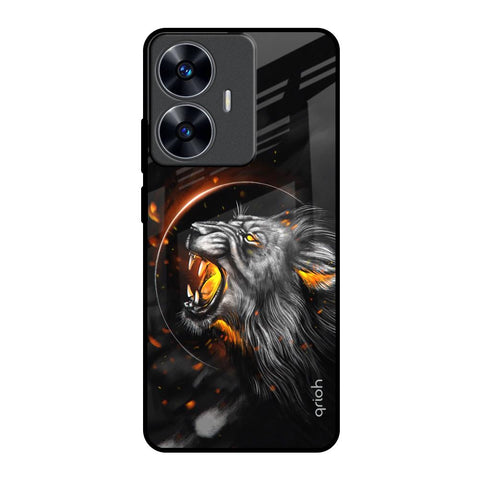 Aggressive Lion Realme C55 Glass Back Cover Online