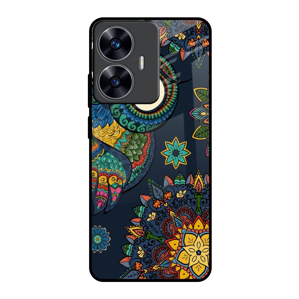 Owl Art Realme C55 Glass Back Cover Online