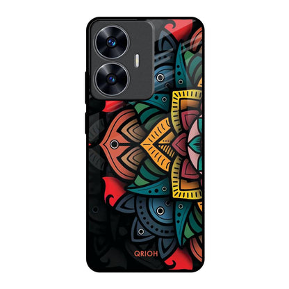 Retro Gorgeous Flower Realme C55 Glass Back Cover Online