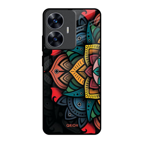 Retro Gorgeous Flower Realme C55 Glass Back Cover Online
