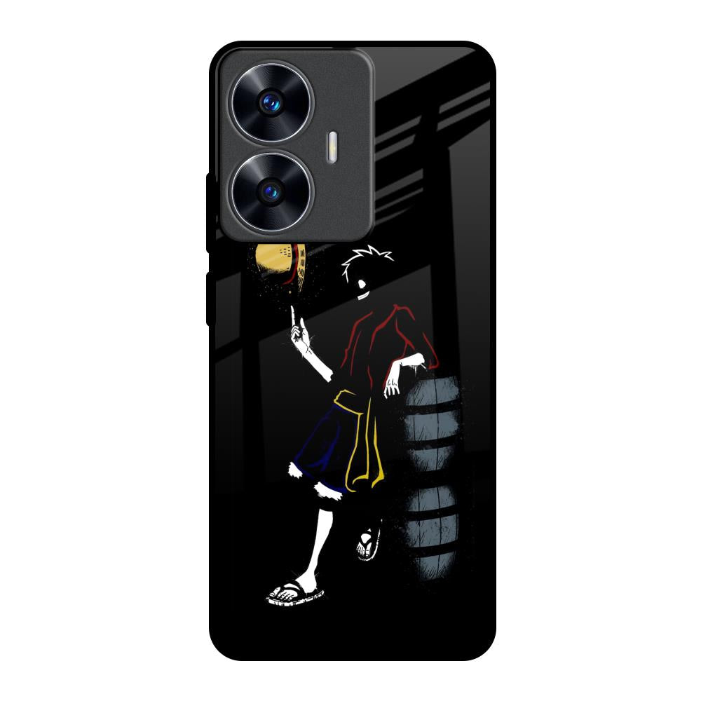 Luffy Line Art Realme C55 Glass Back Cover Online