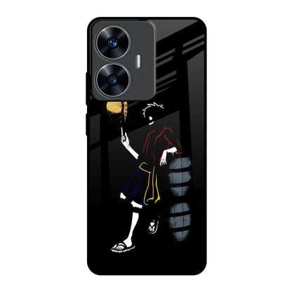 Luffy Line Art Realme C55 Glass Back Cover Online