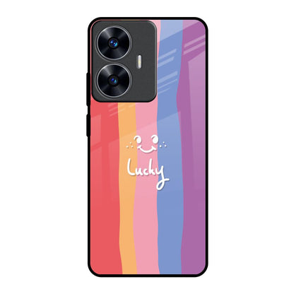 Lucky Abstract Realme C55 Glass Back Cover Online
