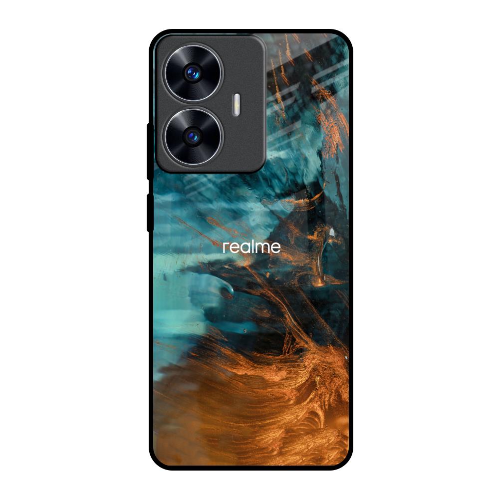 Golden Splash Realme C55 Glass Back Cover Online