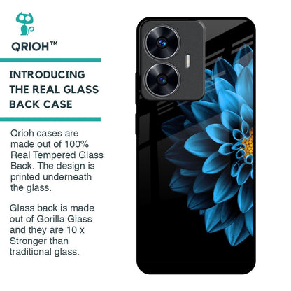 Half Blue Flower Glass Case for Realme C55