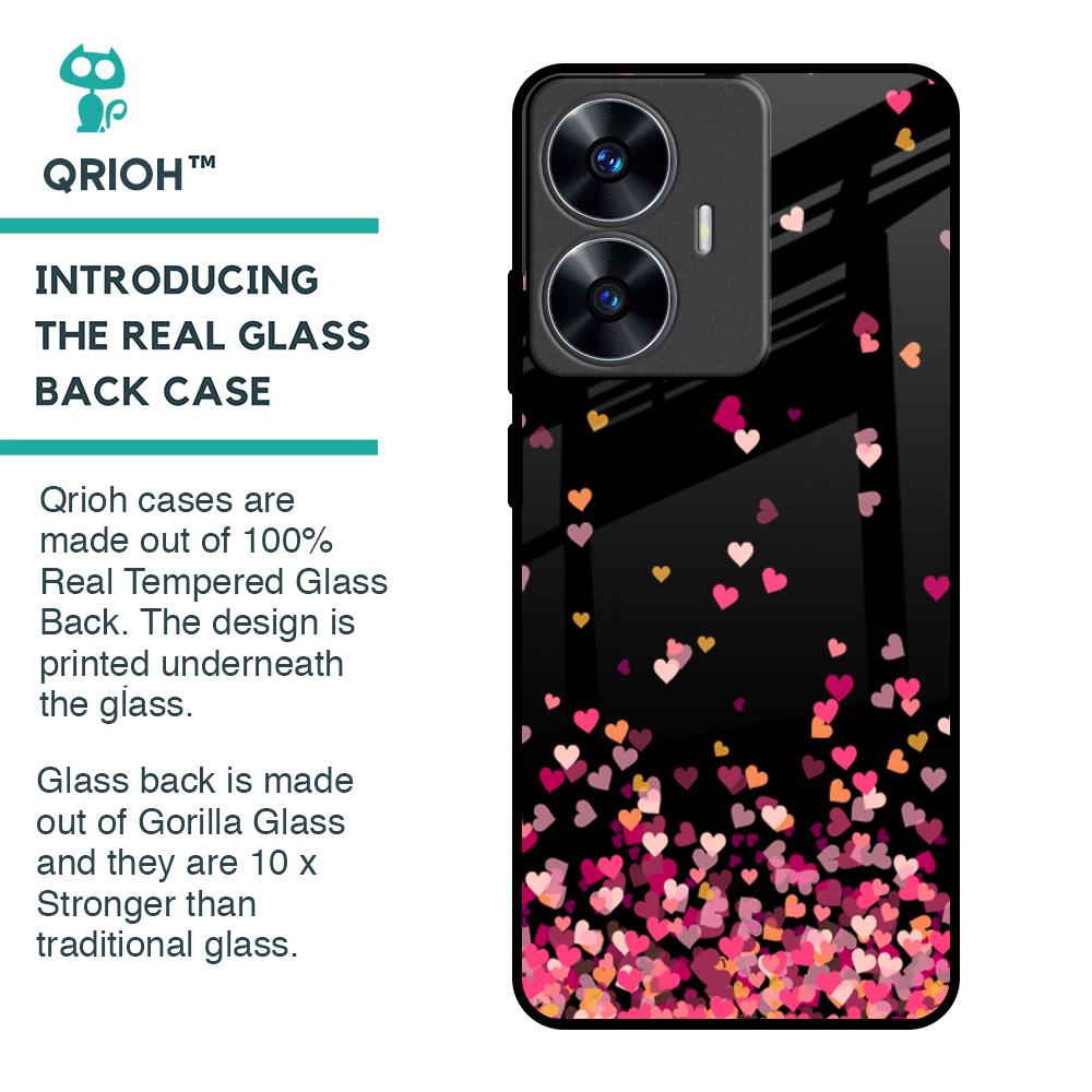Heart Rain Fall Glass Case For Realme C55