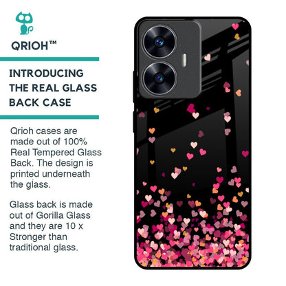 Heart Rain Fall Glass Case For Realme C55