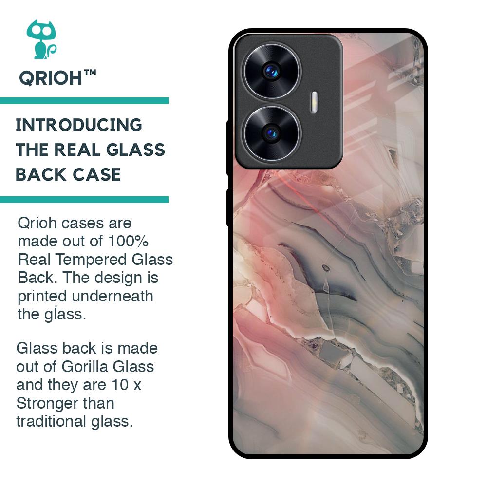 Pink And Grey Marble Glass Case For Realme C55