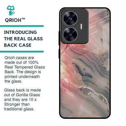 Pink And Grey Marble Glass Case For Realme C55