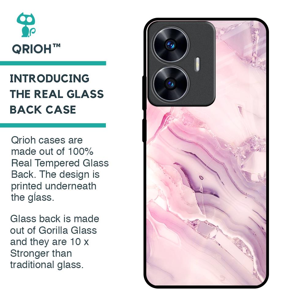 Diamond Pink Gradient Glass Case For Realme C55