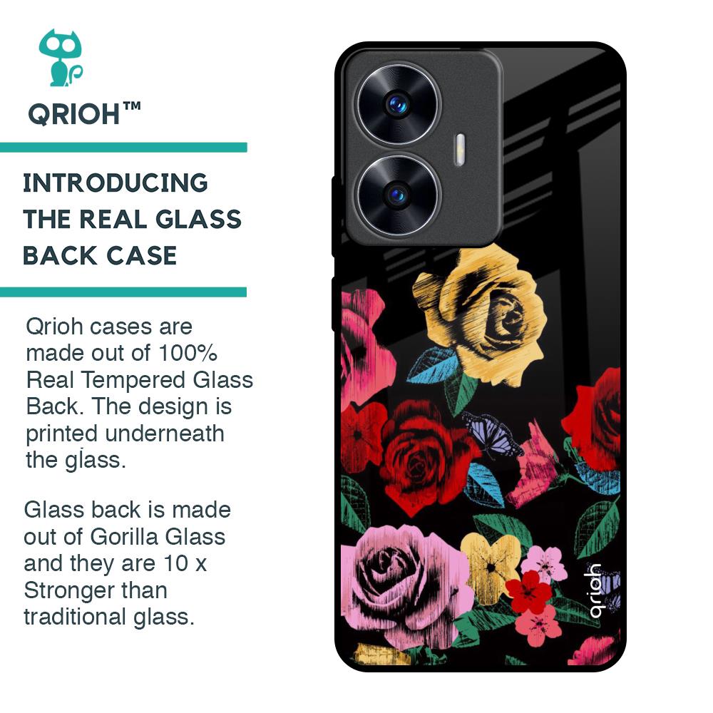 Floral Decorative Glass Case For Realme C55