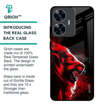 Red Angry Lion Glass Case for Realme C55
