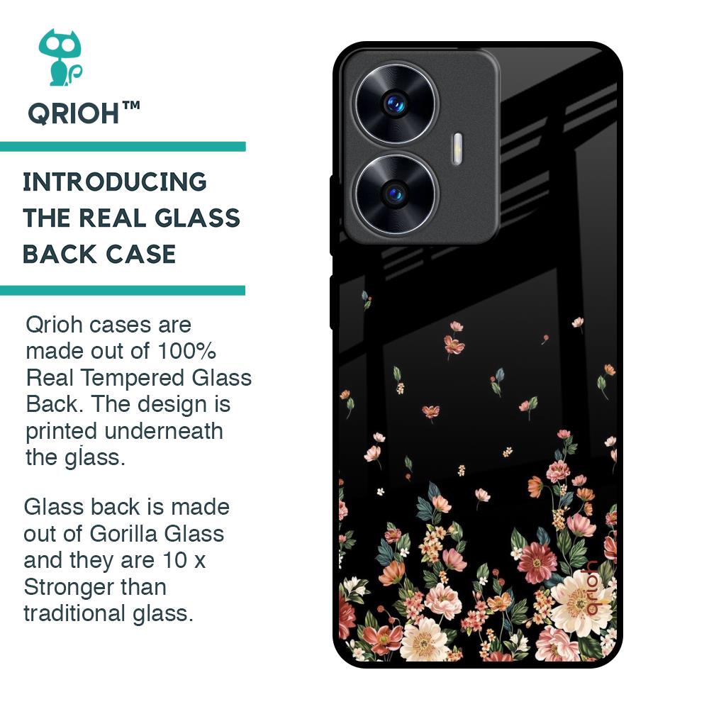 Floating Floral Print Glass Case for Realme C55