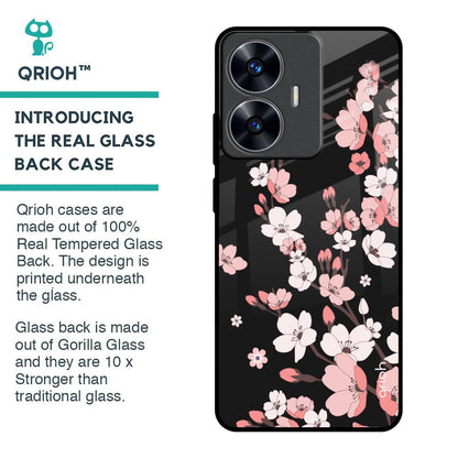Black Cherry Blossom Glass Case for Realme C55