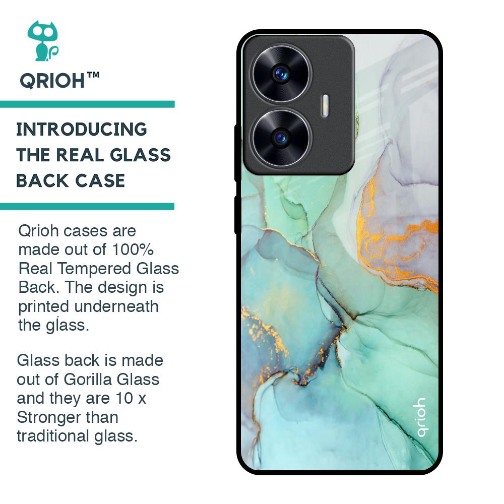 Green Marble Glass Case for Realme C55