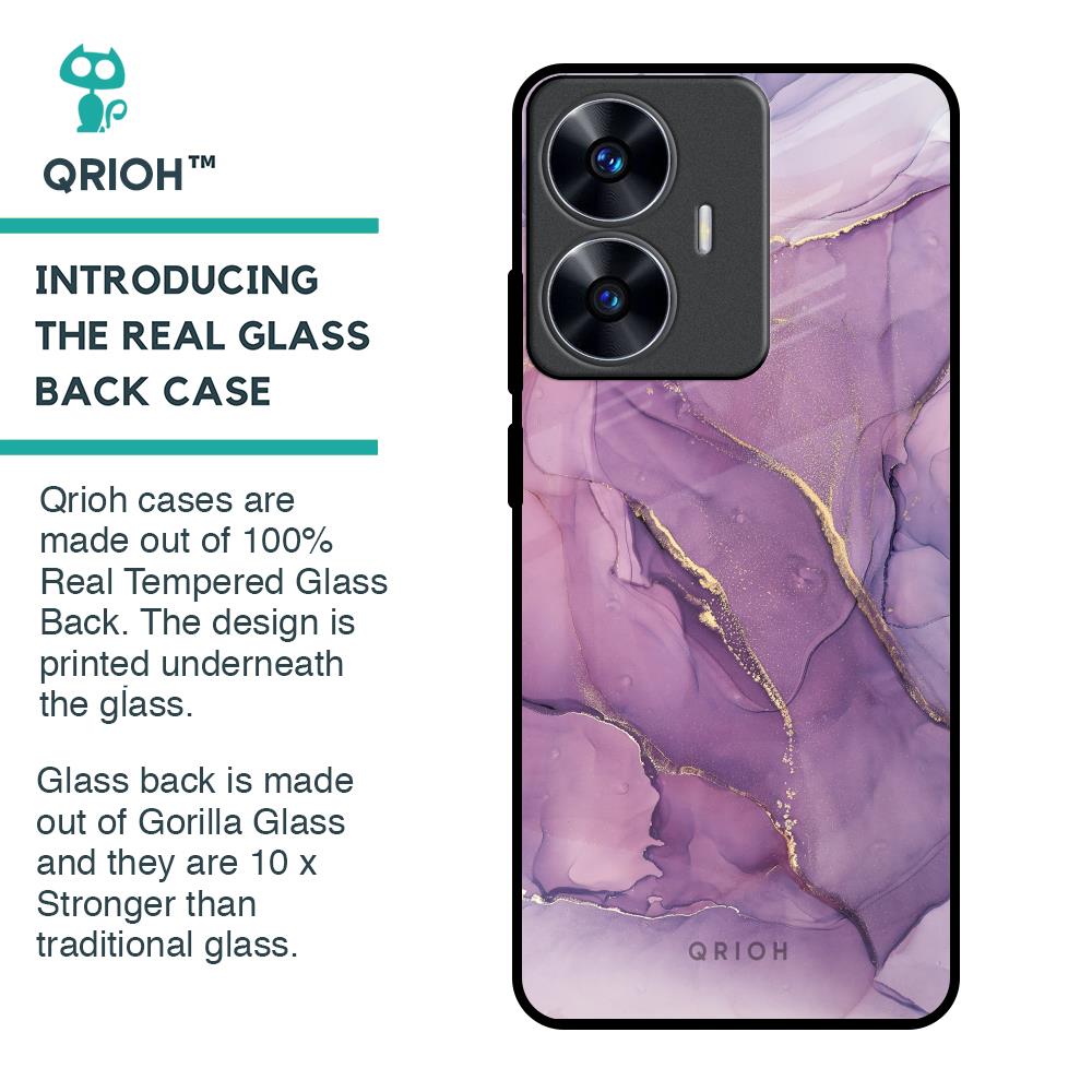 Purple Gold Marble Glass Case for Realme C55