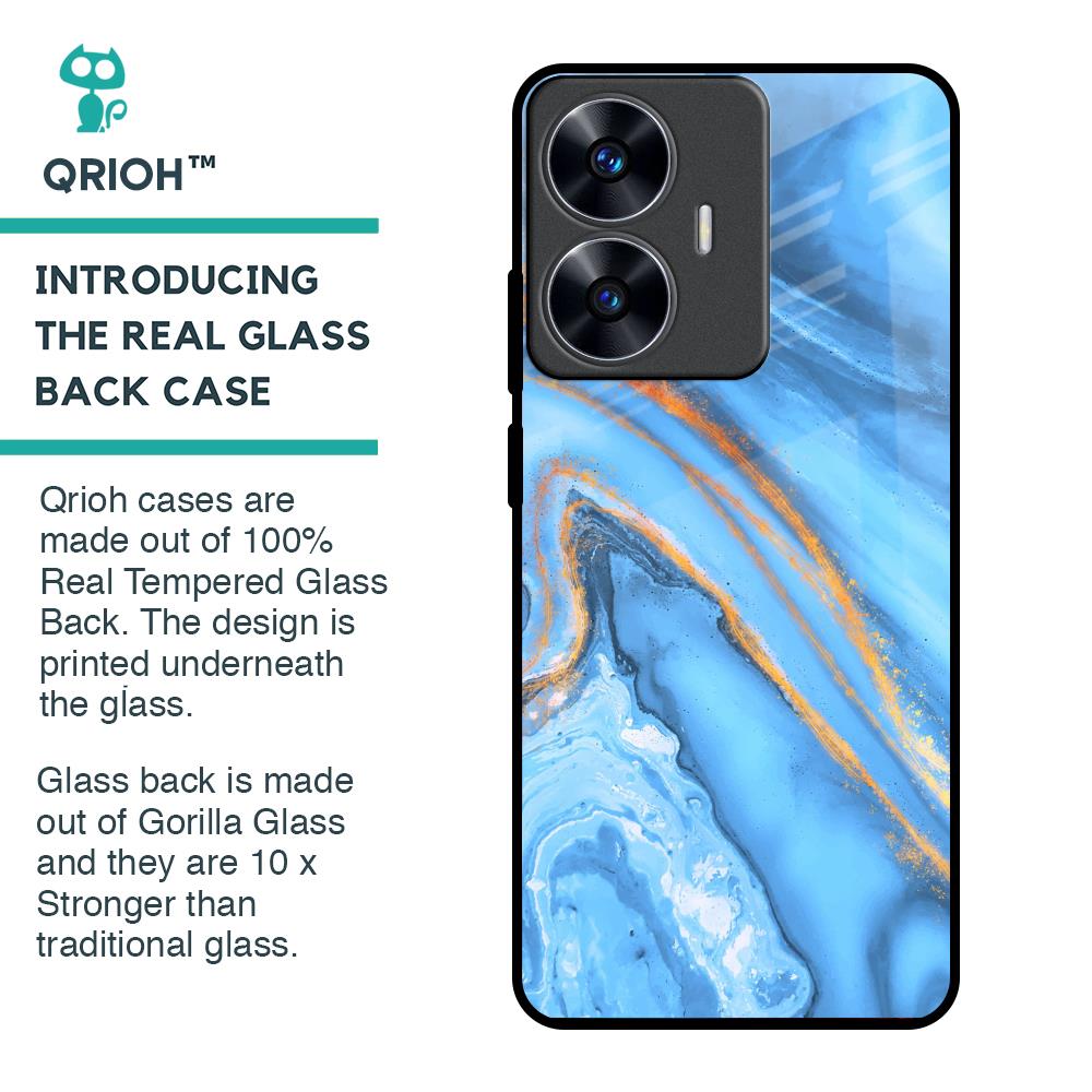 Vibrant Blue Marble Glass Case for Realme C55
