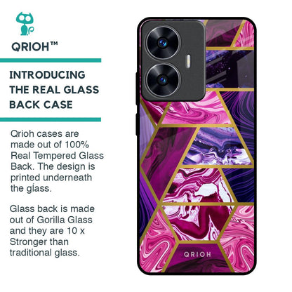 Electroplated Geometric Marble Glass Case for Realme C55
