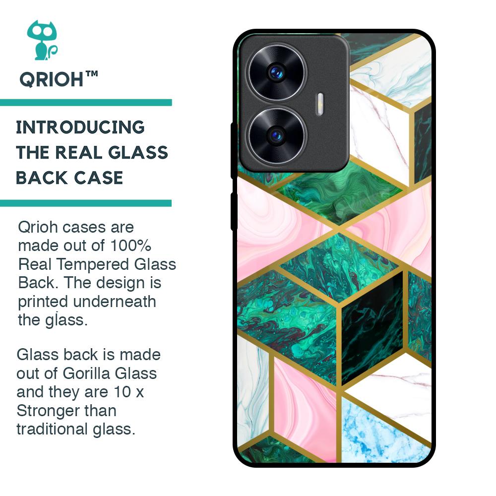 Seamless Green Marble Glass Case for Realme C55