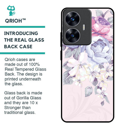 Elegant Floral Glass Case for Realme C55